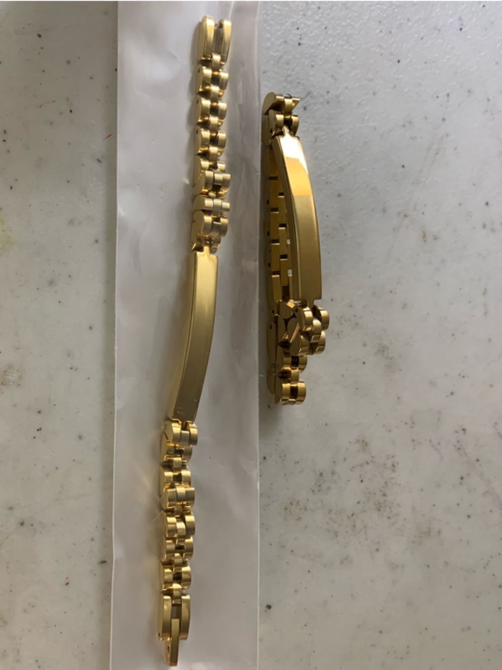 Gold-Tone Linked ID Bracelet - Sleek Plaque Design